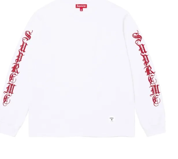 and Sleeve S-XL Black English FW24 Gothic OLD LS TEE Long White 0605
